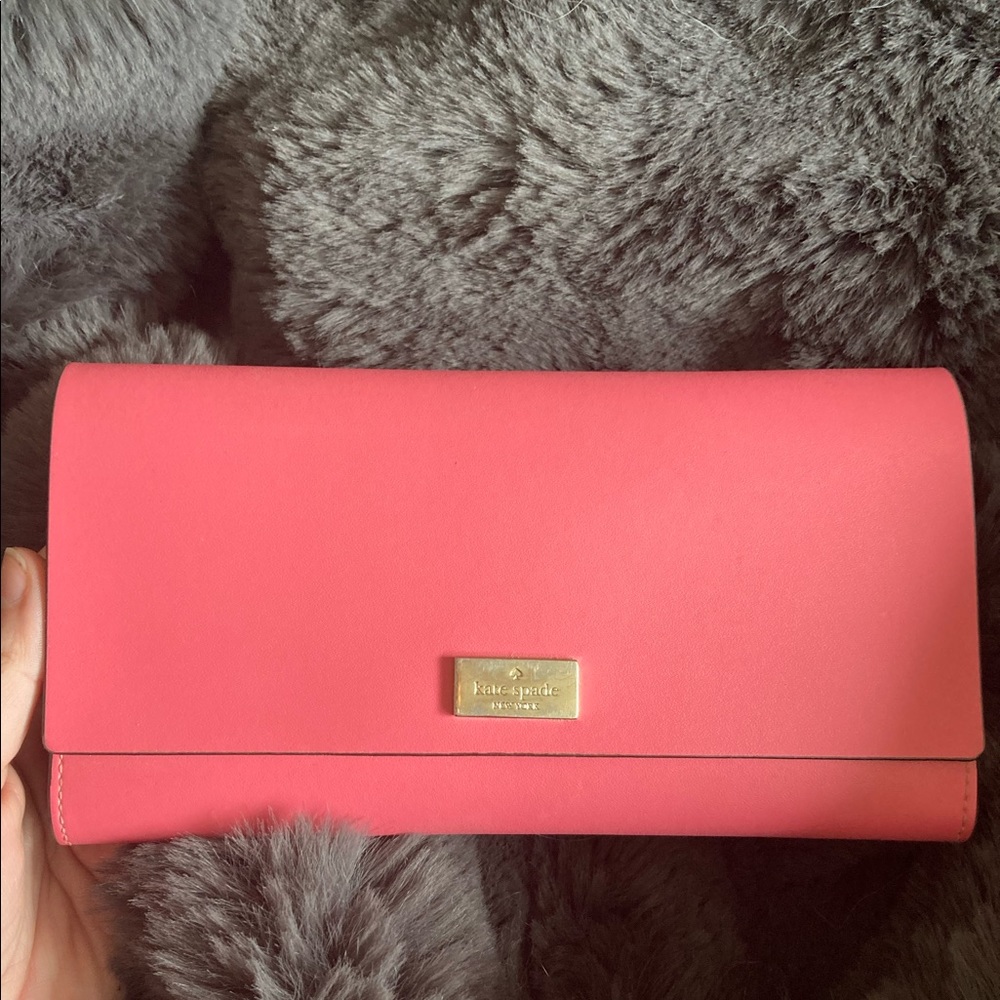 KATE SPADE smooth leather pink wallet!
